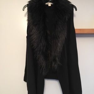 Michael Kors, Large, Black Faux Fur Sweater Vest